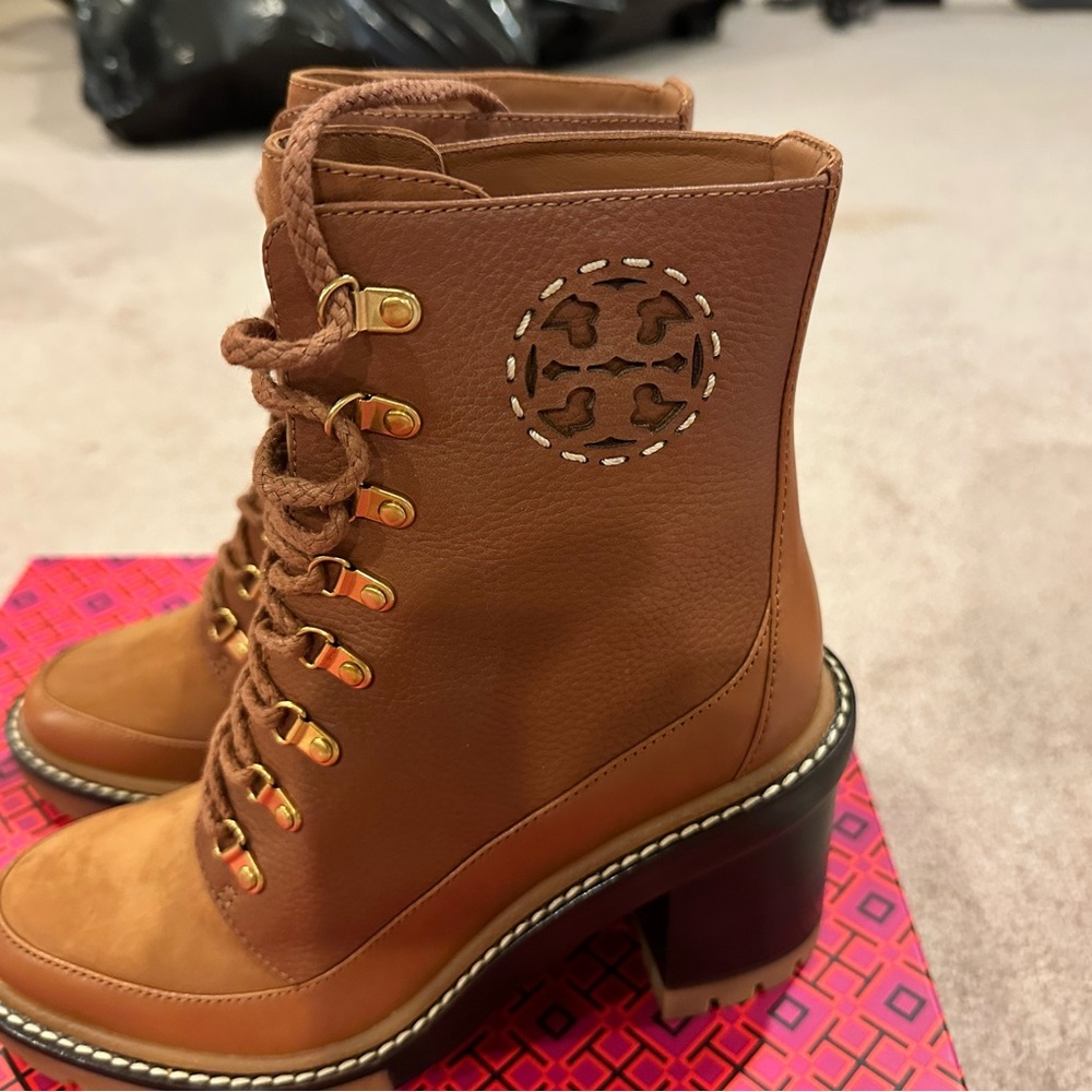 Tory Burch Brown Lace Up Boots with Durable Sole